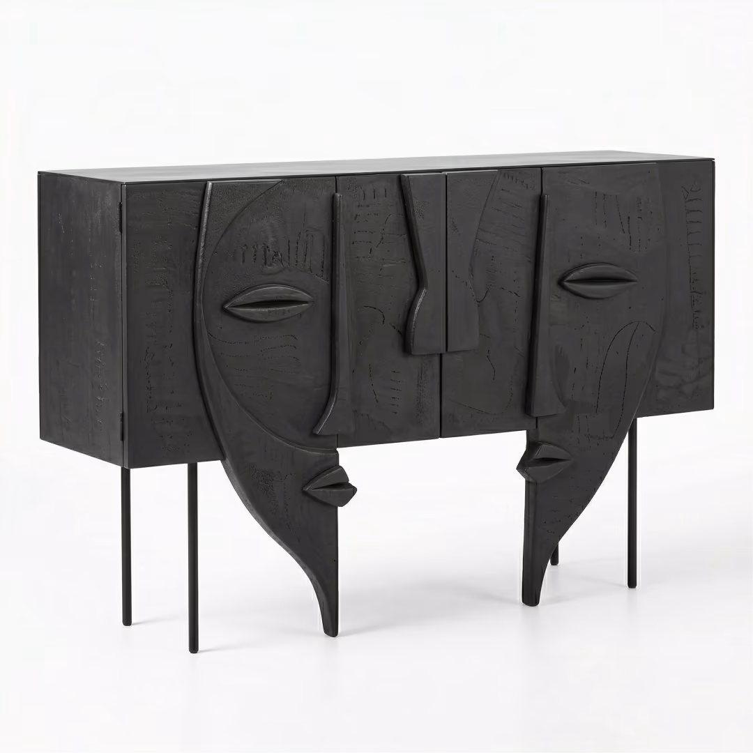 Aroha House Veyra Mask Console — Sculptural Art Form