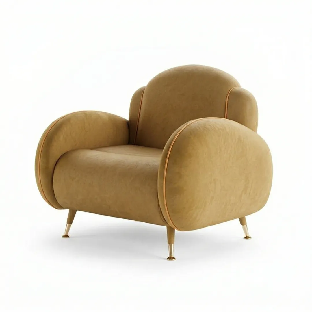 Aroha House Zivah Lounge Chair — Sculpted Upholstered Comfort Form