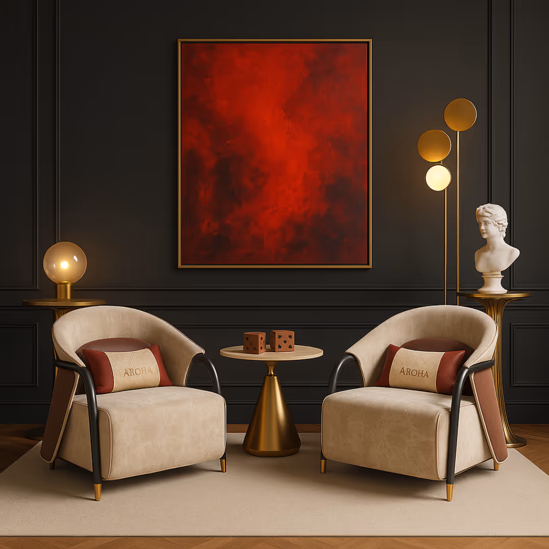 Aroha House Monaco Luxe Accent Chair — Upholstered Curve Seat with Leather Side Panels for Hotels, Boutiques & Premium Homes