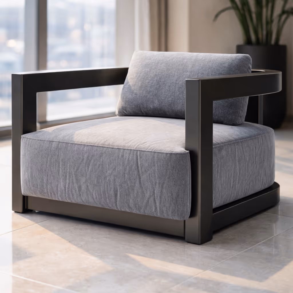 Aroha House Santorini Outdoor Lounge Chair — Minimal Box Frame Seat for Resorts, Rooftops & Luxury Terrace Living