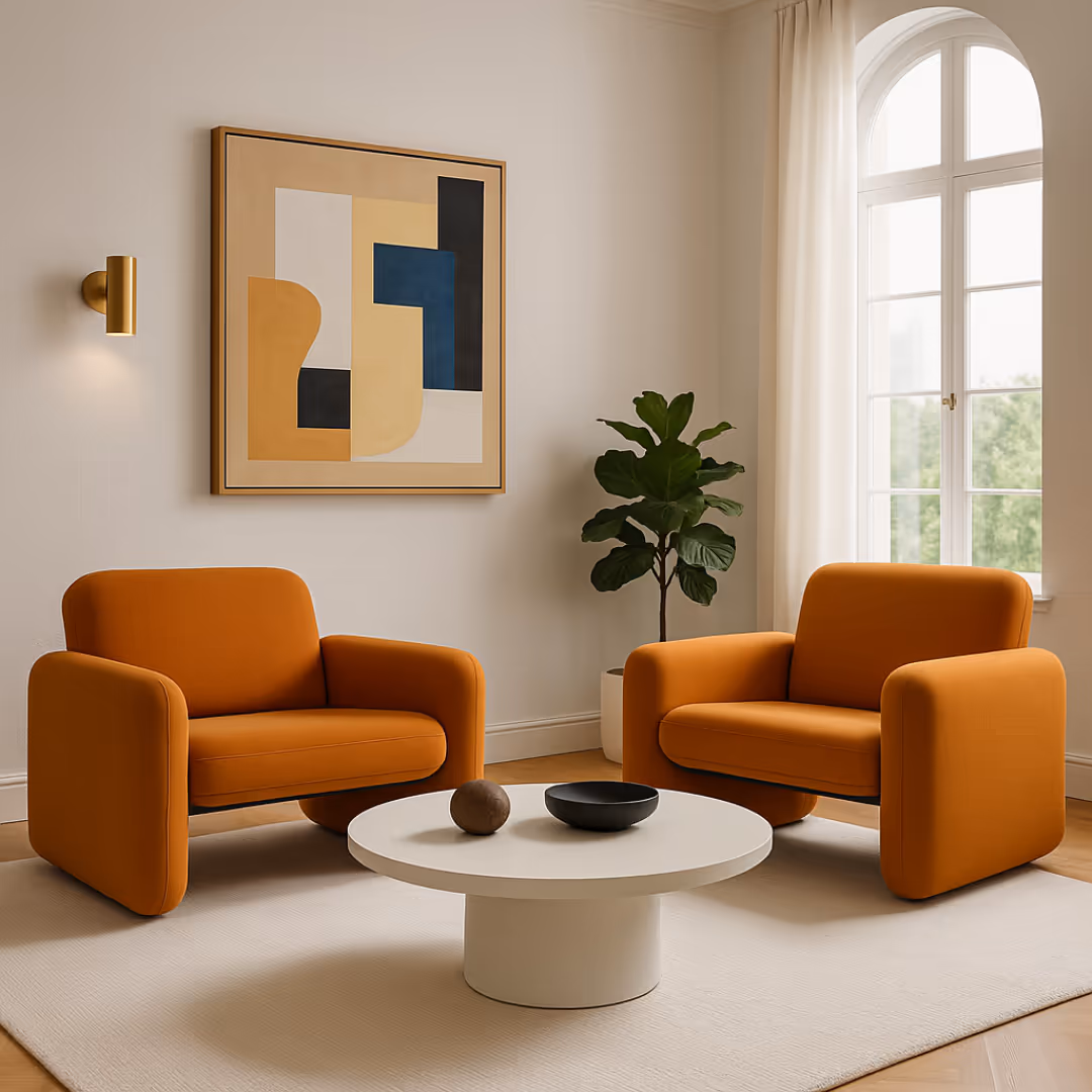 Aroha House “ModoBlock” Contemporary Soft-Edge Lounge Chair — Burnt Sienna Edition